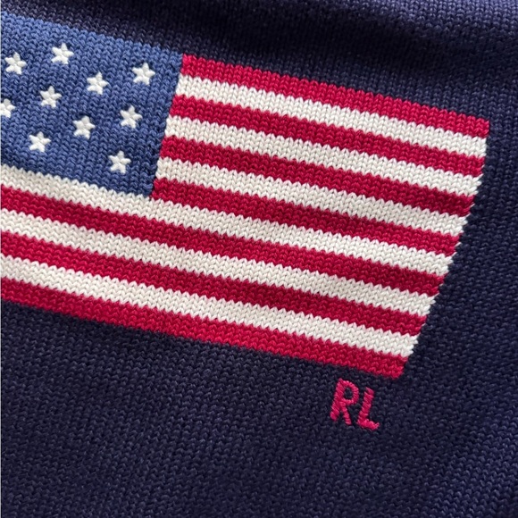 NWT Polo Ralph Lauren Unisex The Iconic Flag Sweater Navy Fall American Size M - Picture 4 of 7